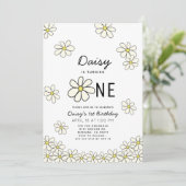 落下するデイジーホワイトフローラ1st誕生日 招待状 (スタンド正面)