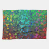 落下するハート赤と緑 キッチンタオル (横)