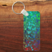 落下するハート赤と緑 キーホルダー (正面)