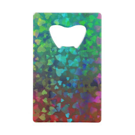 落下するハート赤と緑 クレジットカード栓抜き