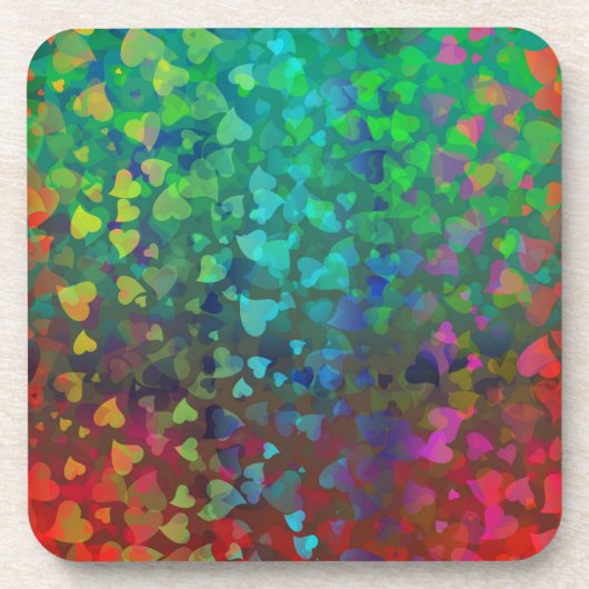 落下するハート赤と緑 コースター (正面)