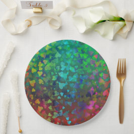 落下するハート赤と緑 ペーパープレート