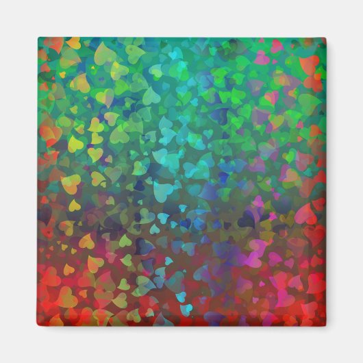 落下するハート赤と緑 マグネット (正面)