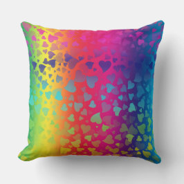落下するハート カラフル クッション