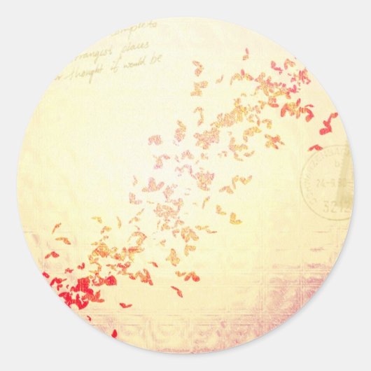 落下するハート ラウンドシール (正面)