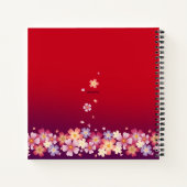 落下する桜の花々赤と紫パーソナライズされた ノートブック (裏面)