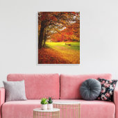落下する紅葉を歩くパス キャンバスプリント (インサイチュ (リビング))