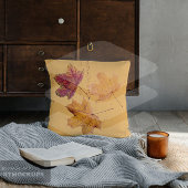 落下する紅葉茶色とオレンジの枕 クッション