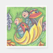 落下する紅葉、おもしろいバグに乗るラディバグ スタンダードランチョンナプキン (正面)