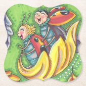 落下する紅葉、おもしろいバグに乗るラディバグ ペーパーコースター (正面)