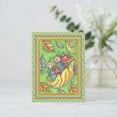 落下する紅葉、おもしろいバグに乗るラディバグ ポストカード (スタンド正面)