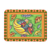 落下する紅葉、おもしろいバグに乗るラディバグ マグネット (横)