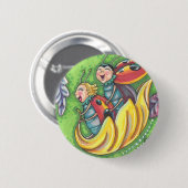 落下する紅葉、おもしろいバグに乗るラディバグ 缶バッジ (正面&裏面)