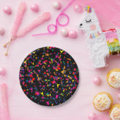 落下する紙吹雪 – レインボーカラーをブラック ペーパープレート (パーティー)