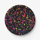 落下する紙吹雪 – レインボーカラーをブラック ペーパープレート (正面)