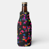 落下する紙吹雪 – レインボーカラーをブラック ボトルクーラー (ボトル正面)