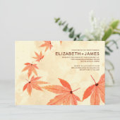 落下する素朴葉結婚式招待状 招待状 (スタンド正面)