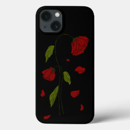落下する花びら – エステティック・ダーク・ゴシック・バラ・アート iPhone 13ケース