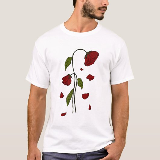 落下する花びら – エステティック・ダーク・ゴシック・バラ・アート Tシャツ (正面)