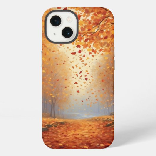 落下する葉シーン iPhoneケース (裏面)
