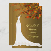 落下する葉、ズ結婚ガウンブライダルシャワー招待状 招待状 (正面/裏面)