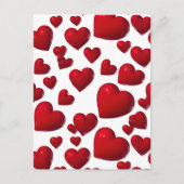 落下する赤いハートバレンタイン ポストカード (正面)