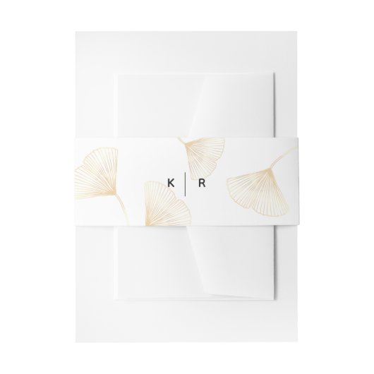 落下する金ゴールド葉イチョウン結婚ズベリーバンド 招待状ベリーバンド (正面例)