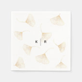 落下する金ゴールド葉イチョウ結婚のナプキン スタンダードカクテルナプキン (正面)