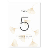 落下する金ゴールド葉イチョウ結婚の テーブルナンバー (裏面)
