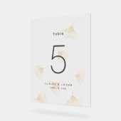 落下する金ゴールド葉銀杏のテーブル番号 アクリルサイン (傾斜)