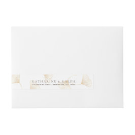 落下する金ゴールド葉銀杏の周回ラベル ラップアラウンド宛名ラベル