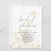 落下する金ゴールド離れイチョウのドライブバイブライダルシャワー 招待状 (正面)