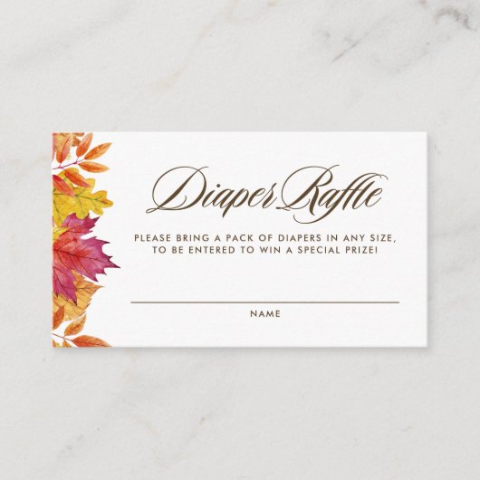落下する離れガーランドベビージャーシャワーおむつラッフル エンクロージャーカード (正面)