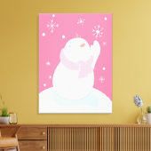 落下する雪片を手に入れる雪だるま キャンバスプリント (インサイチュ (リビング))