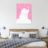 落下する雪片を手に入れる雪だるま キャンバスプリント (インサイチュ (寝室))