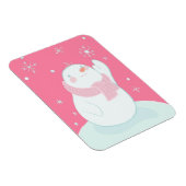 落下する雪片を手に入れる雪だるま マグネット (右側)