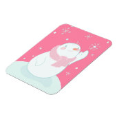 落下する雪片を手に入れる雪だるま マグネット (左側)