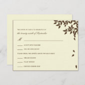 落下す葉るの結婚式のRSVP/応答カード（茶） 出欠カード (正面/裏面)