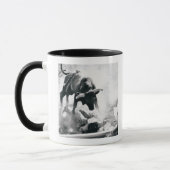 落下の後の雄牛地面のカウボーイ マグカップ (左)