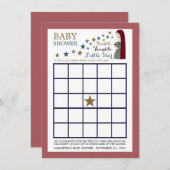 落下エレガント星、女の子の赤ちゃんシャワービンゴ 招待状 (正面/裏面)