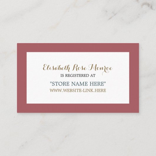 落下エレガント星、赤ちゃんシャワーギフトレジストリ エンクロージャーカード (裏面)