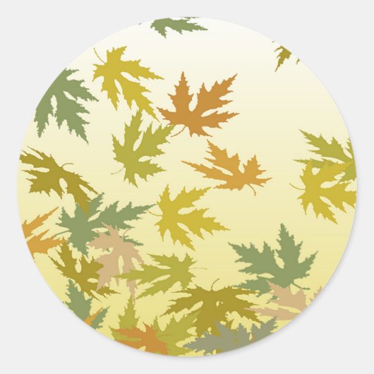 落下カラフル紅葉 ラウンドシール (正面)