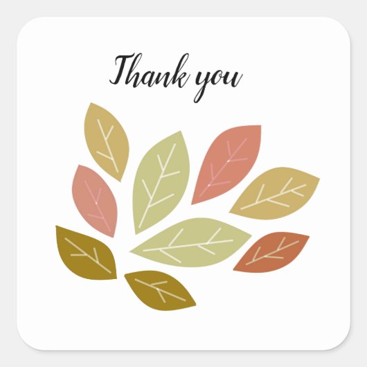 落下カラフル葉 スクエアシール (正面)
