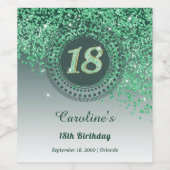 落下スタイリッシュグリーングリッター18誕生日 ワインラベル (シングルラベル)