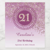 落下スタイリッシュバラ金ゴールドグリッター21歳 ワインラベル (シングルラベル)