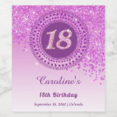 落下スタイリッシュピンクグリッター18誕生日 ワインラベル (シングルラベル)