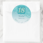 落下ティール(緑がかった色)ブルーグリッター18誕生日感謝してい ラウンドシール (バッグ)