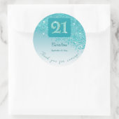 落下ティール(緑がかった色)ブルーグリッター21歳感謝してい日 ラウンドシール (バッグ)