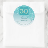 落下ティール(緑がかった色)ブルーグリッター30歳感謝してい ラウンドシール (バッグ)