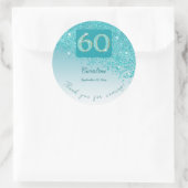 落下ティール(緑がかった色)ブルーグリッター60誕生日 感謝してい ラウンドシール (バッグ)